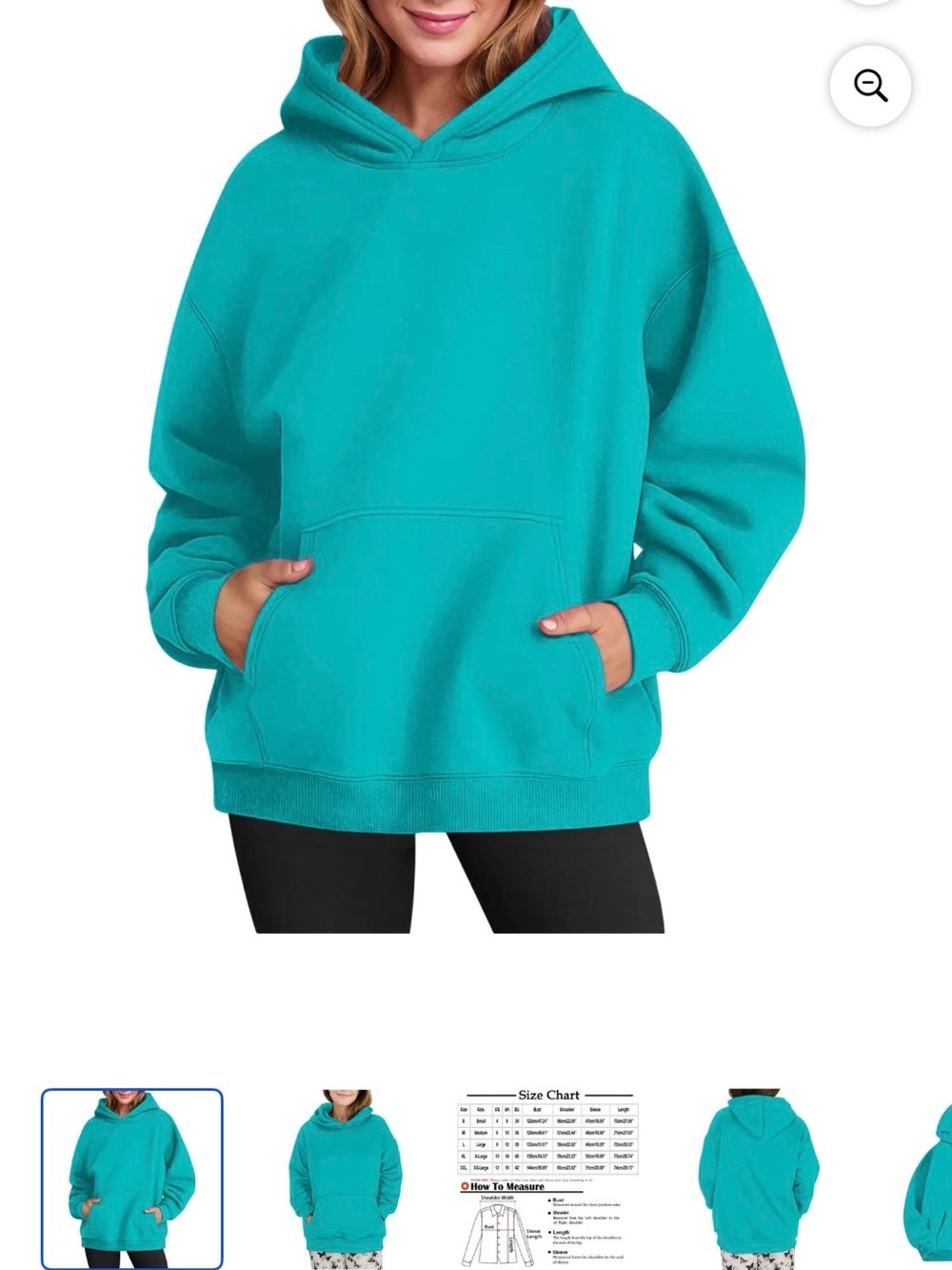 Women's Teal Hooded Pullover Sweatshirt with Kangaroo Pocket
